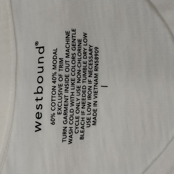 Westbound crochet shoulders heather slub white V-neck tee draw up hem - Picture 6 of 10